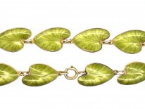Silver & Green Enamel Lily Pad Necklace by Finn Jensen