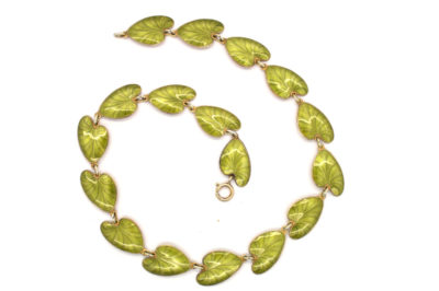 Silver & Green Enamel Lily Pad Necklace by Finn Jensen