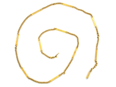 Edwardian 15ct Gold Bar & Link Chain