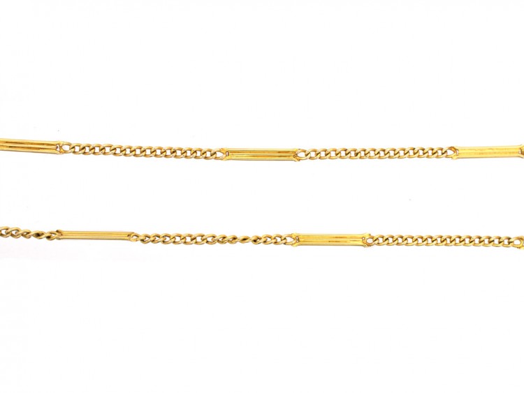 Edwardian 15ct Gold Bar & Link Chain