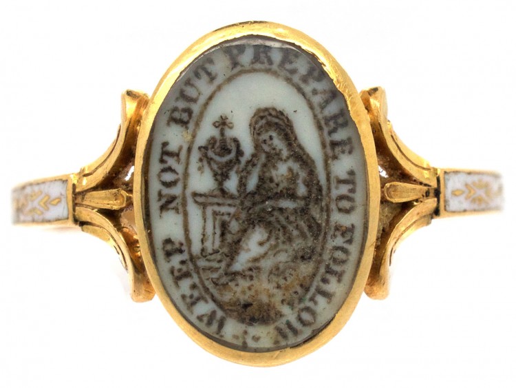 Georgian 18ct Gold Memorial Ring (Part of a Pair of Memorial Rings)