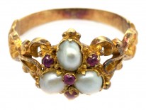 Regency Ruby & Natural Pearl 15ct Gold Ring