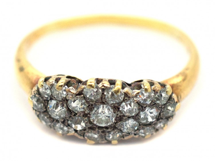 Edwardian 18ct Gold & Diamond Triple Cluster Ring
