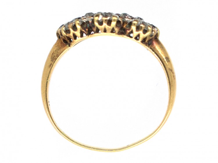 Edwardian 18ct Gold & Diamond Triple Cluster Ring
