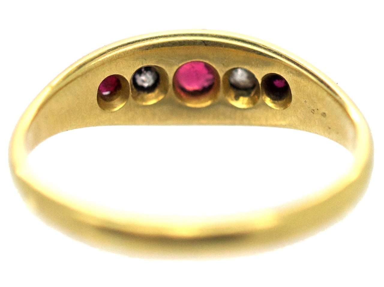 Edwardian 18ct Gold Five Stone Ruby & Diamond Ring (542G) | The Antique ...