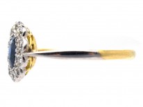 Edwardian 18ct Gold & Platinum Diamond & Sapphire Oval Cluster Ring