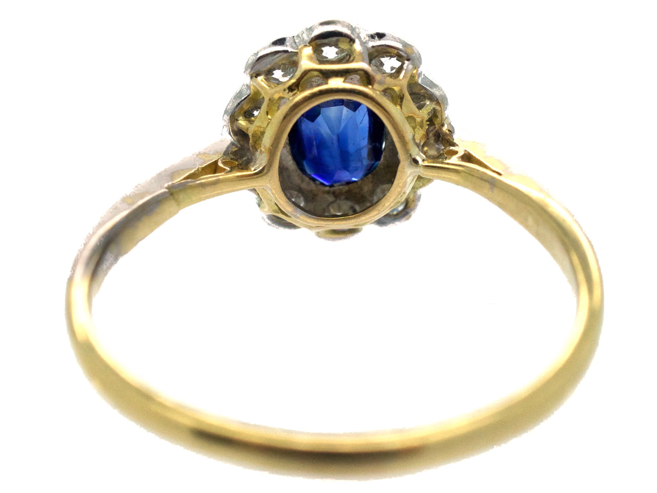 Edwardian 18ct Gold & Platinum Diamond & Sapphire Oval Cluster Ring ...