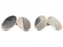 Oval Silver Art Deco Cufflinks