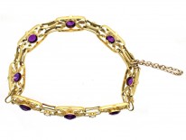 Edwardian 15ct Gold Amethyst & Pearl Bracelet