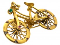 Austrian 14ct Gold & Gem Set Bicycle Brooch