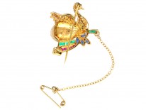 18ct Gold Gem Set Swan Brooch