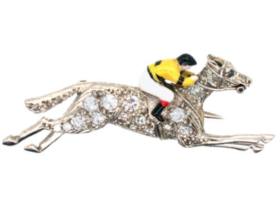Diamond Horse & Jockey Brooch in Original Garrard & Co. Case