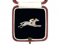 Diamond Horse & Jockey Brooch in Original Garrard & Co. Case
