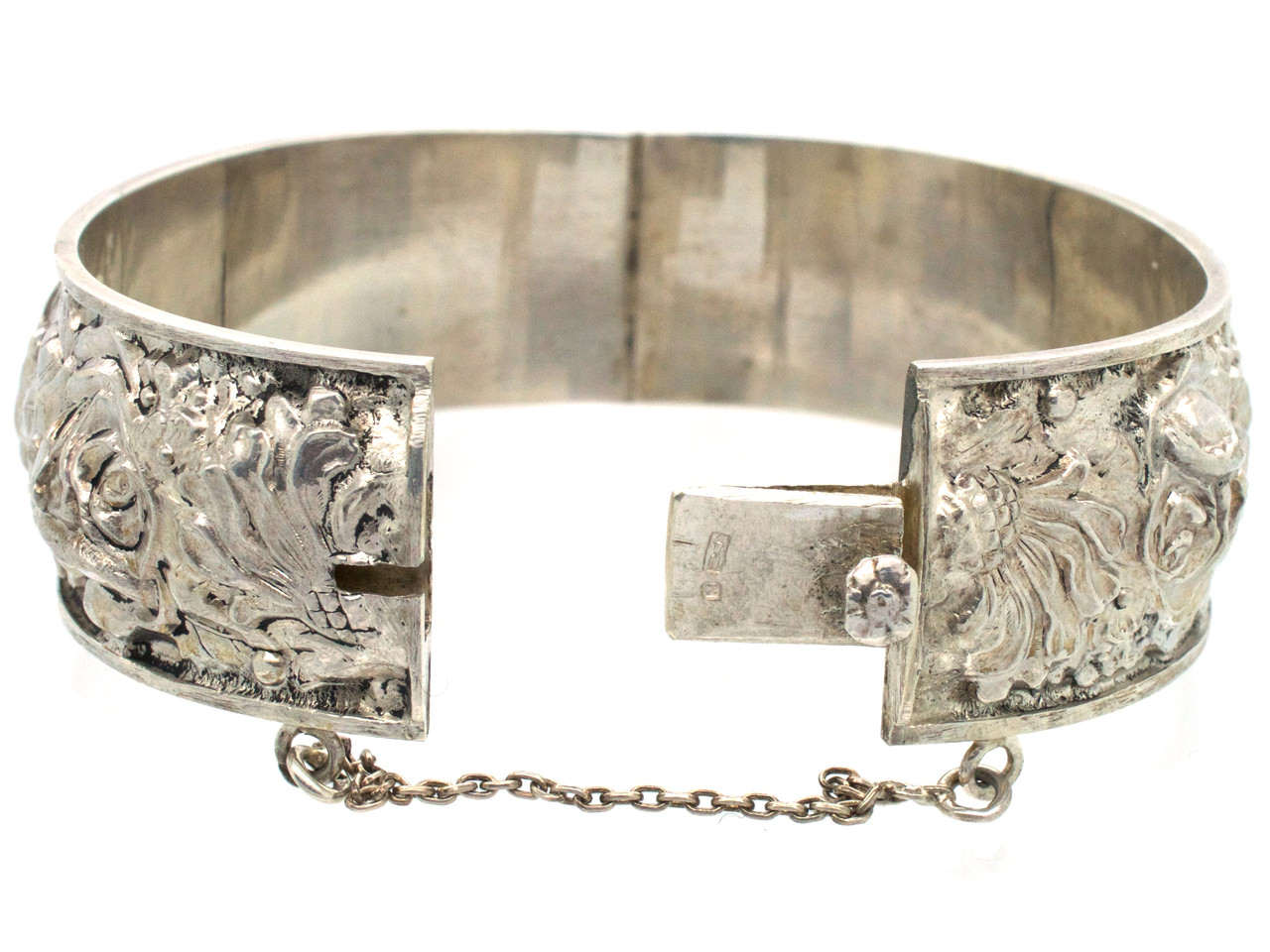 Repoussé Bangle with Flower Design (578G) | The Antique Jewellery Company