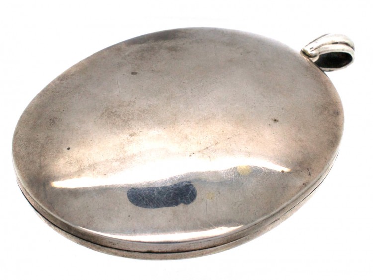 Large Silver Oval Victorian Locket
