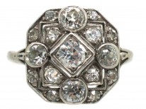 Art Deco Platinum Octagonal Diamond Set Ring