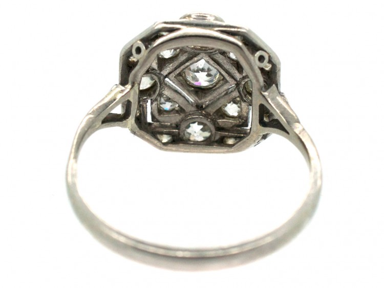 Art Deco Platinum Octagonal Diamond Set Ring