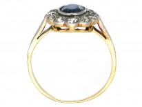 Edwardian Diamond & Sapphire Oval Cluster Ring