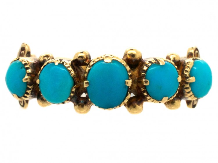 Regency 18ct Gold & Five Stone Turquoise Ring