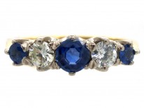 Sapphire & Diamond Five Stone 18ct Gold Ring