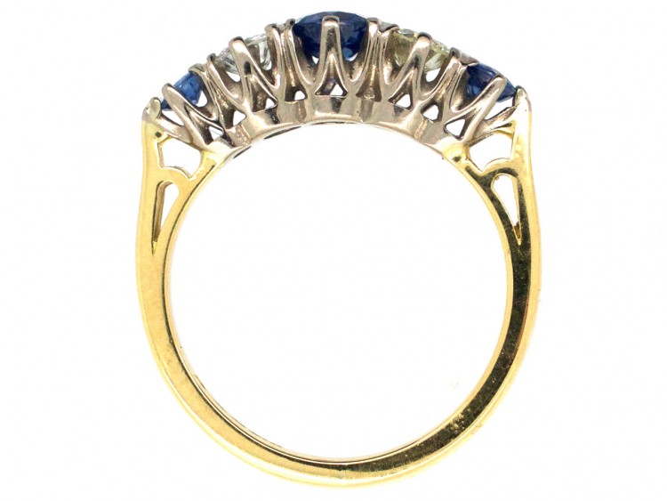 Sapphire & Diamond Five Stone 18ct Gold Ring