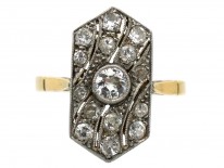 Art Deco Rectangular Wave Design Diamond Ring