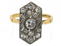 Art Deco Rectangular Wave Design Diamond Ring