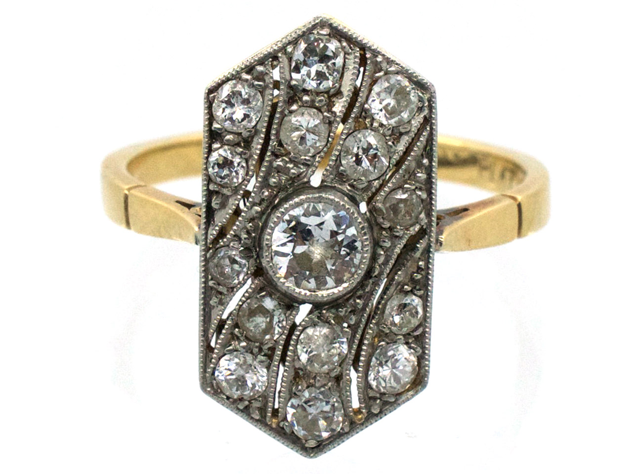 Art Deco Rectangular Wave Design Diamond Ring (588G) | The Antique ...
