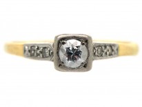 Diamond Solitaire Ring with Diamond Set Shoulders