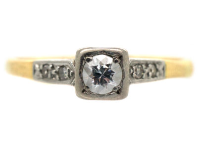 Diamond Solitaire Ring with Diamond Set Shoulders