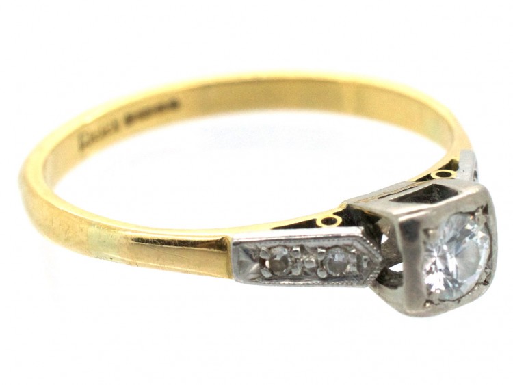 Diamond Solitaire Ring with Diamond Set Shoulders