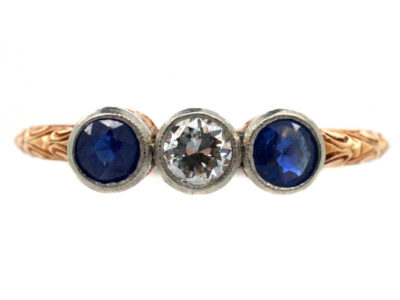 Sapphire & Diamond Three Stone Ring