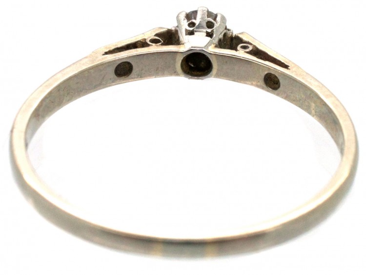 Art Deco Diamond Solitaire Ring with Diamond set Shoulders