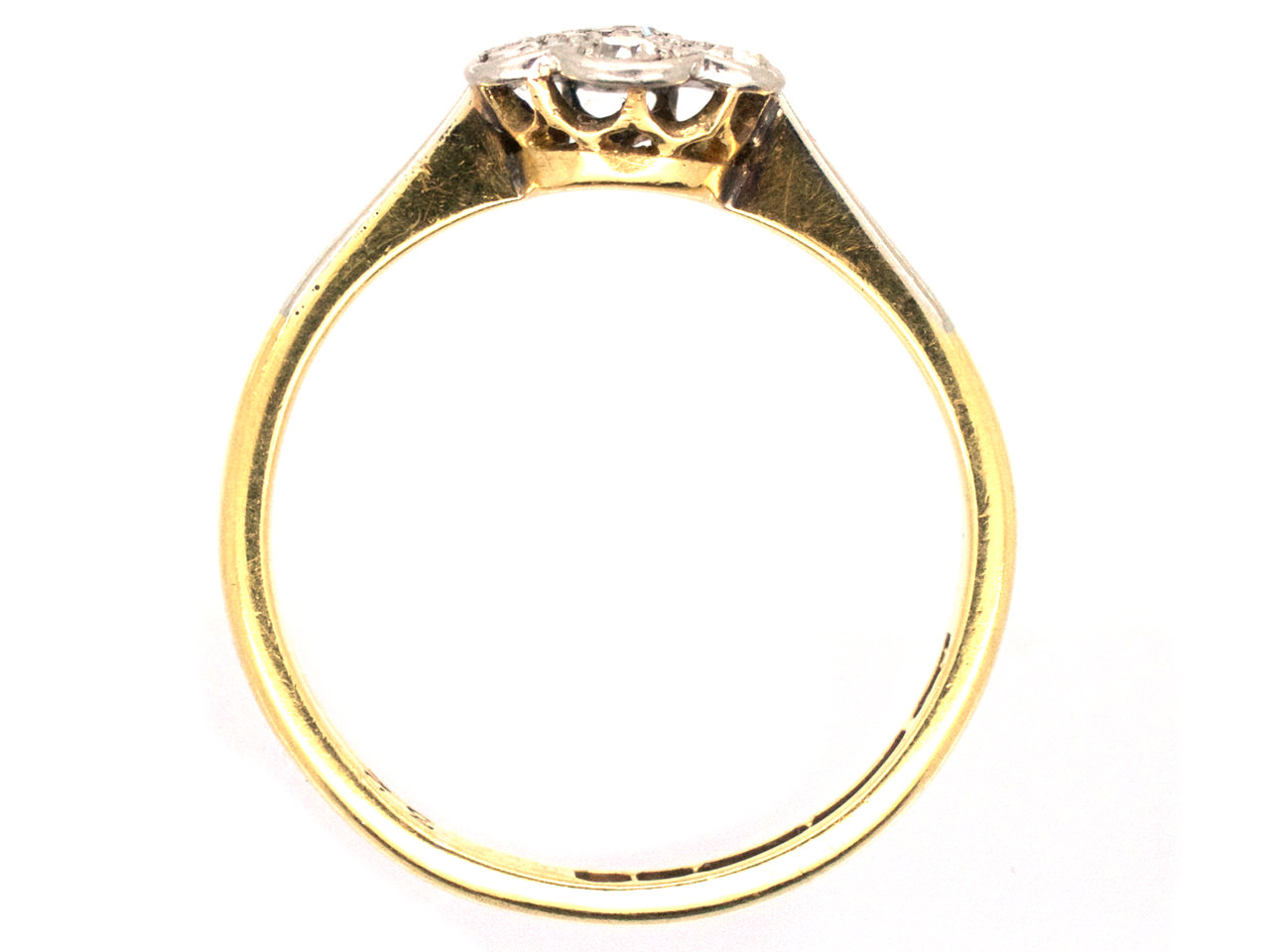 Edwardian 18ct Gold & Platinum Diamond Set Daisy Ring (614G) | The ...