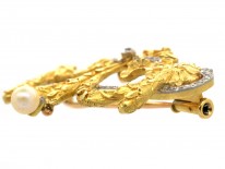French Bell Epoque 18ct Gold & Diamond Garland Brooch