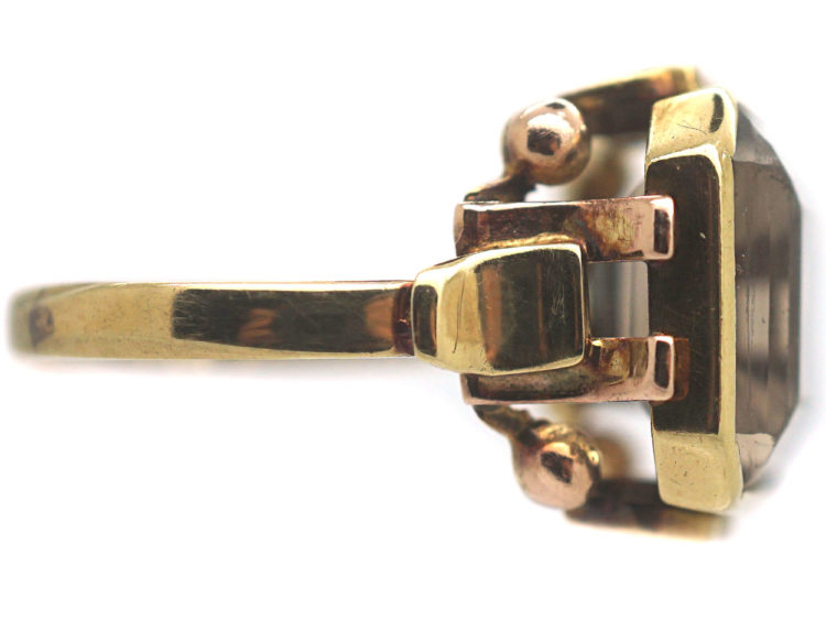 Retro 14ct Gold & Smoky Quartz Ring (554G) | The Antique Jewellery Company