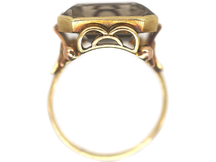 Retro 14ct Gold & Smoky Quartz Ring