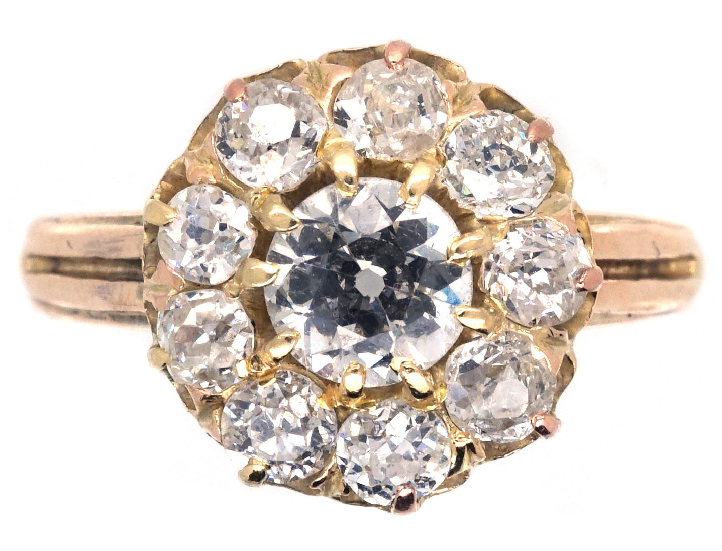 Victorian 18ct & Diamond Cluster Ring (992B/OJ) | The Antique Jewellery ...