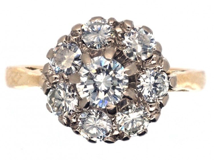 Edwardian 18ct Gold & Diamond Cluster Ring