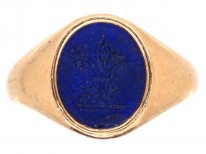Victorian 18ct Gold & Lapis Fleur-de-Lis Signet Ring
