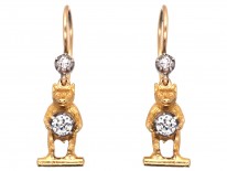 Edwardian 18ct Gold & Diamond Bear Earrings