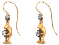 Edwardian 18ct Gold & Diamond Bear Earrings