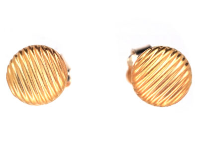 Small Round 15ct Gold Stripey Earrings
