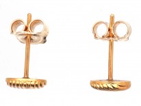 Small Round 15ct Gold Stripey Earrings
