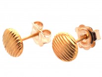 Small Round 15ct Gold Stripey Earrings