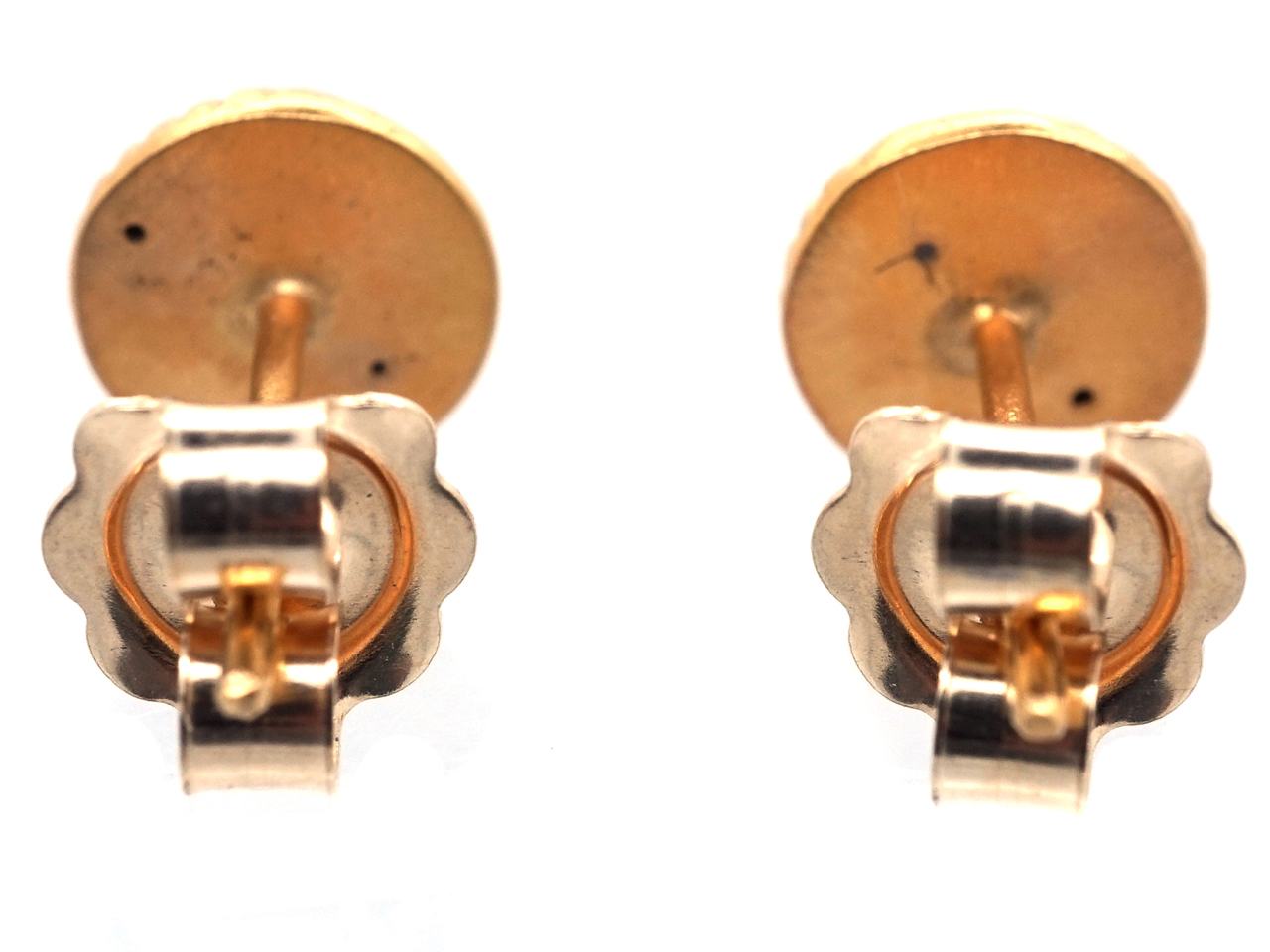 Small Round 15ct Gold Stripey Earrings (691G) | The Antique Jewellery ...