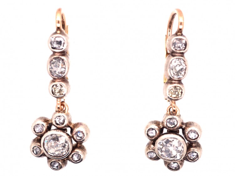 Victorian Diamond Cluster Drop Earrings  - WITH GUY