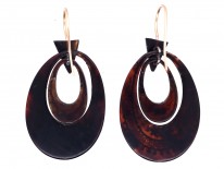 Victorian Tortoiseshell Pique Earrings Inlaid With Silver & Gold