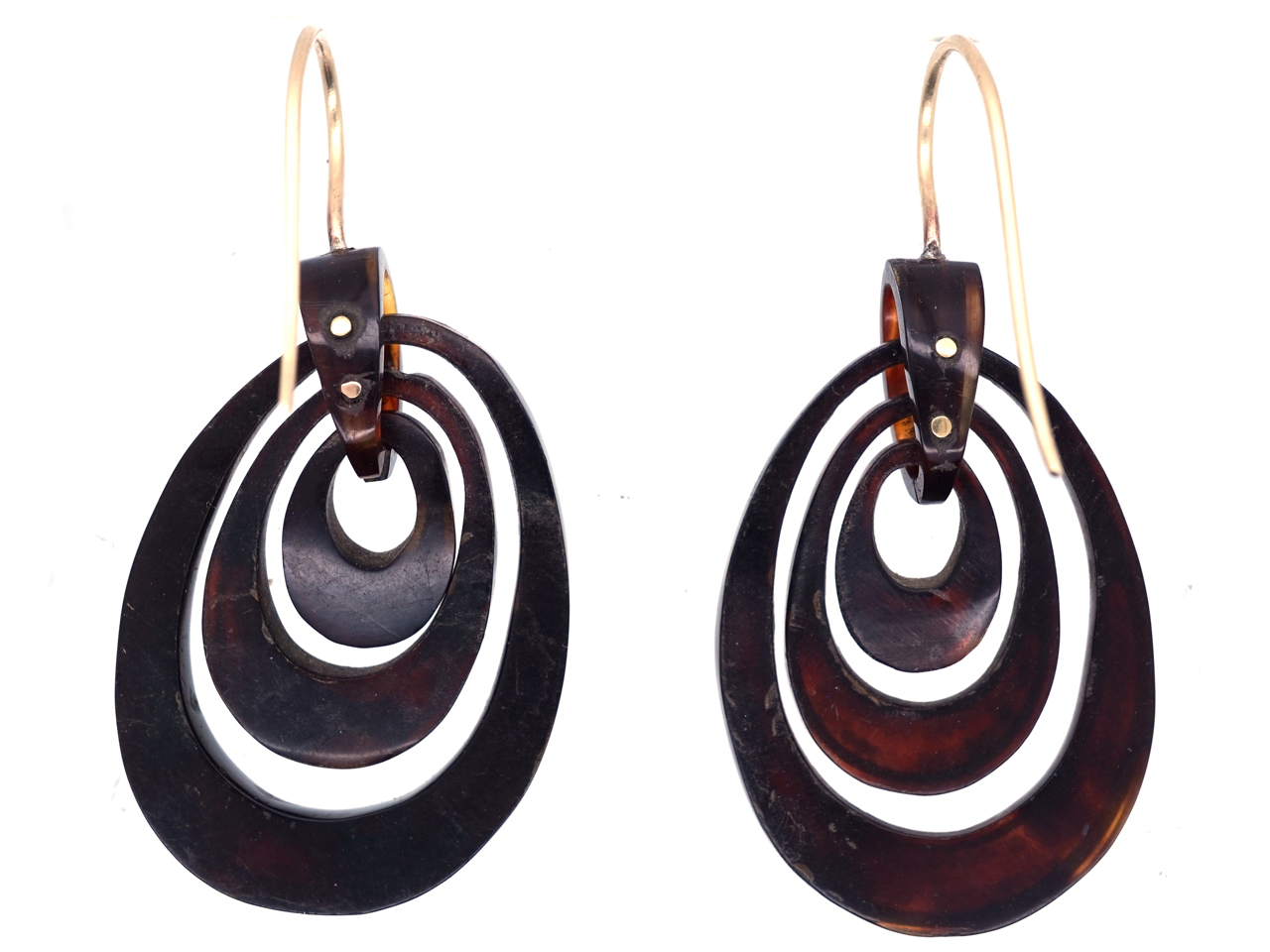 Victorian Tortoiseshell Pique Earrings Inlaid with Gold & Mother of ...