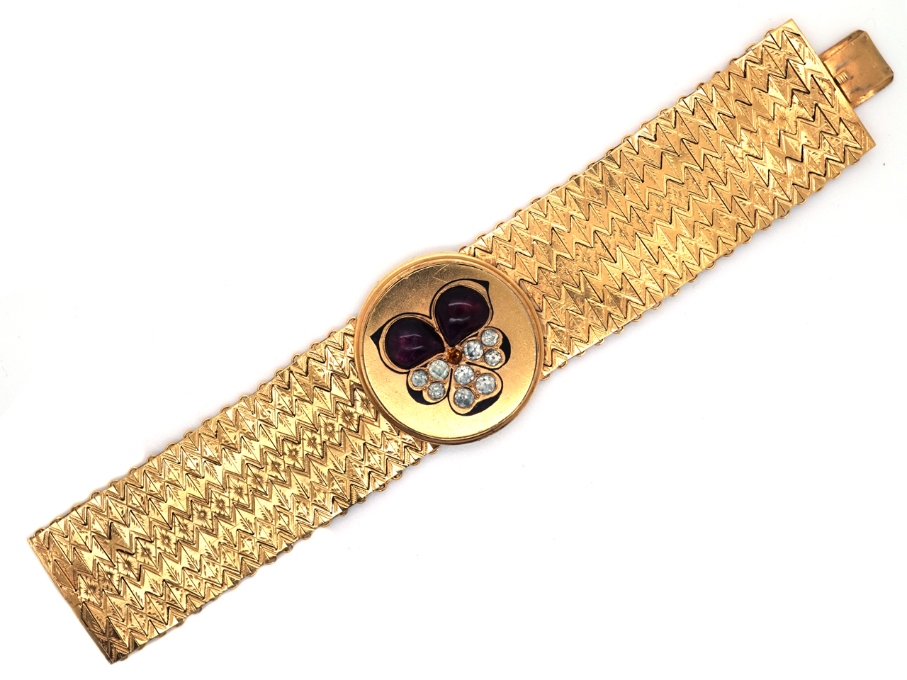 Victorian Pinchbeck Pansy Motif Bracelet (787H) The Antique Jewellery